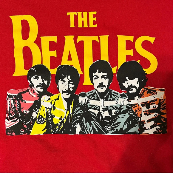 The Beatles Sgt Peppers Womens Red Graphic Hoodie Size XL - Picture 3 of 6